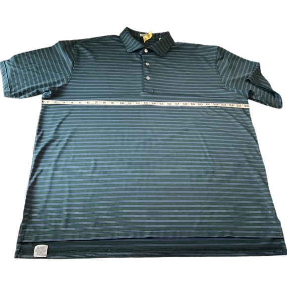 Oliver Ridley 2XL Men’s Polo Shirt Green/Blue Striped Golf EUC - Picture 8 of 12